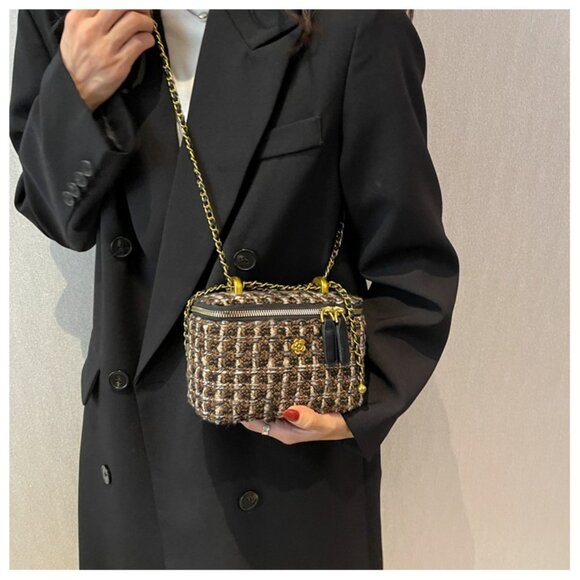 Tweed Boucle Mini Box Chain Crossbody Bag/Multiple colors available/2 Sizes - Picture 7 of 15